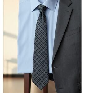 Vintage Regalon Mens Neck Tie Blue Gray Pattern